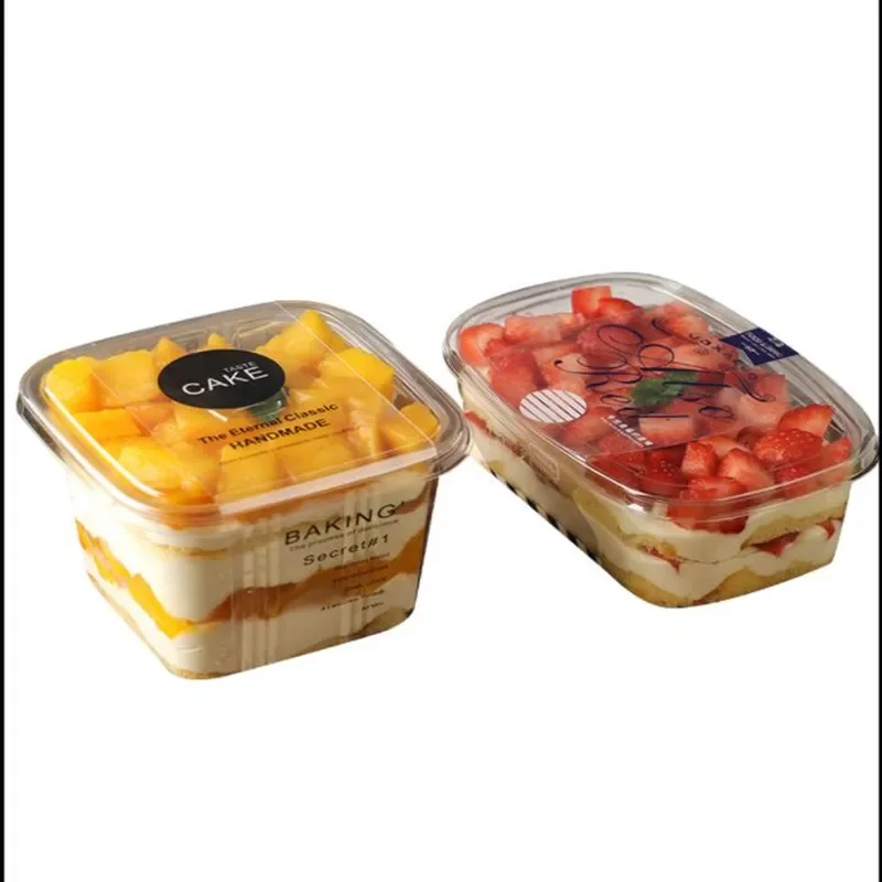 50 Sets Clear PET Cupcake Boxes 400ml / 300ml Disposable Dessert Containers Square Plastic Cake Mousse Packaging Box for Wedding Birthday Baby Shower Party Favors Supplies - 图片 5