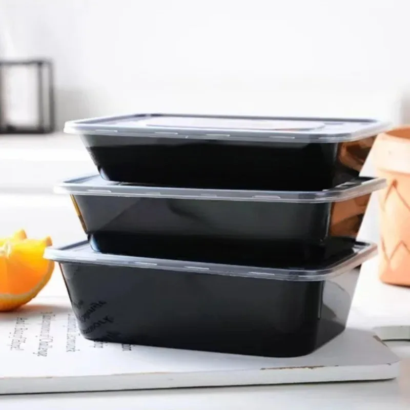 10/20PCS Black Food Box Leakproof Meal Prep Container Bento Box Fruit Salad Kitchen Takeout Storage Disposable Food Storage Box for Fridge Party Picnic Cooking Preparation 3