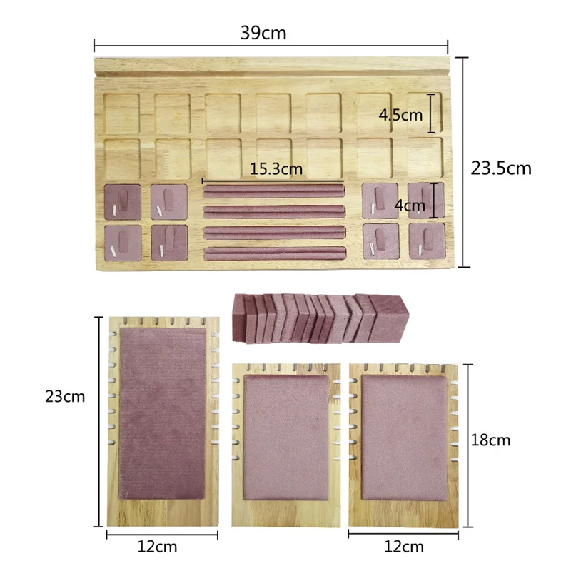 Jewelry Display Tray Set with Multiple Compartments for Necklace, Bracelet, Earrings & Ring – Velvet or PU Leather Organizer Stand, Elegant Jewelry Storage Props for Shop Counter or Home Showcase