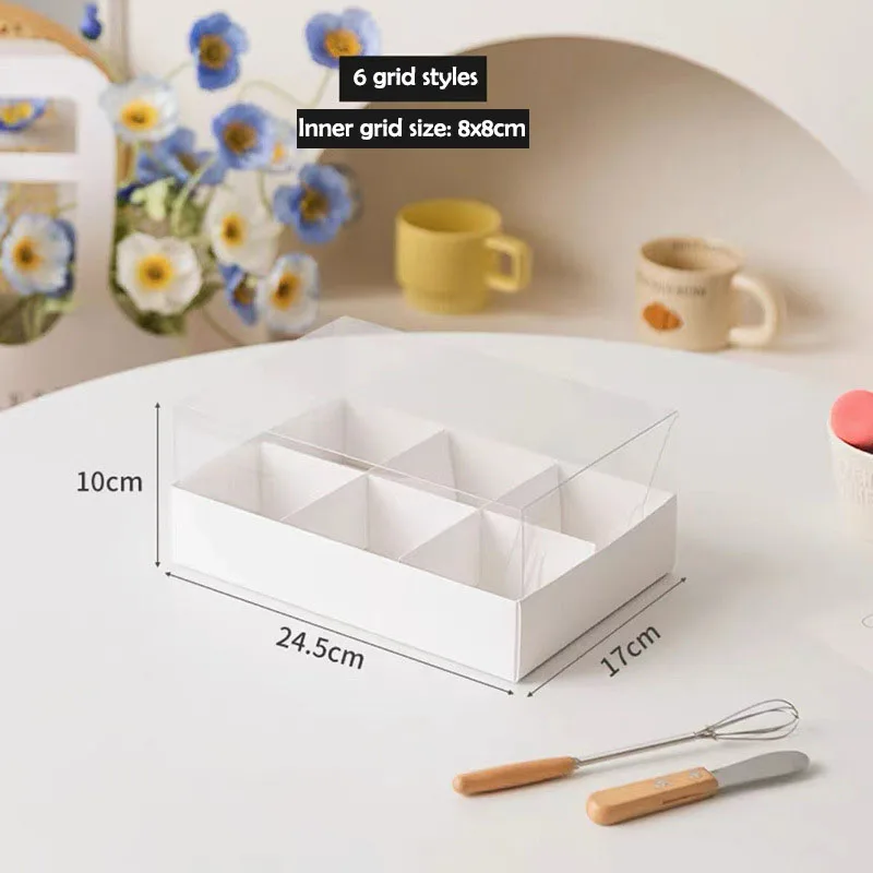 5PCS Moon Cake Boxes with Transparent Lid, 4/6/9 Grid Inserts for Candy, Nougat, Snowflake Crisp, Pastry and Dessert Packaging, Ideal for Baking, Gift Giving, Party Favors, Seasonal Celebrations and Special Events - 图片 8