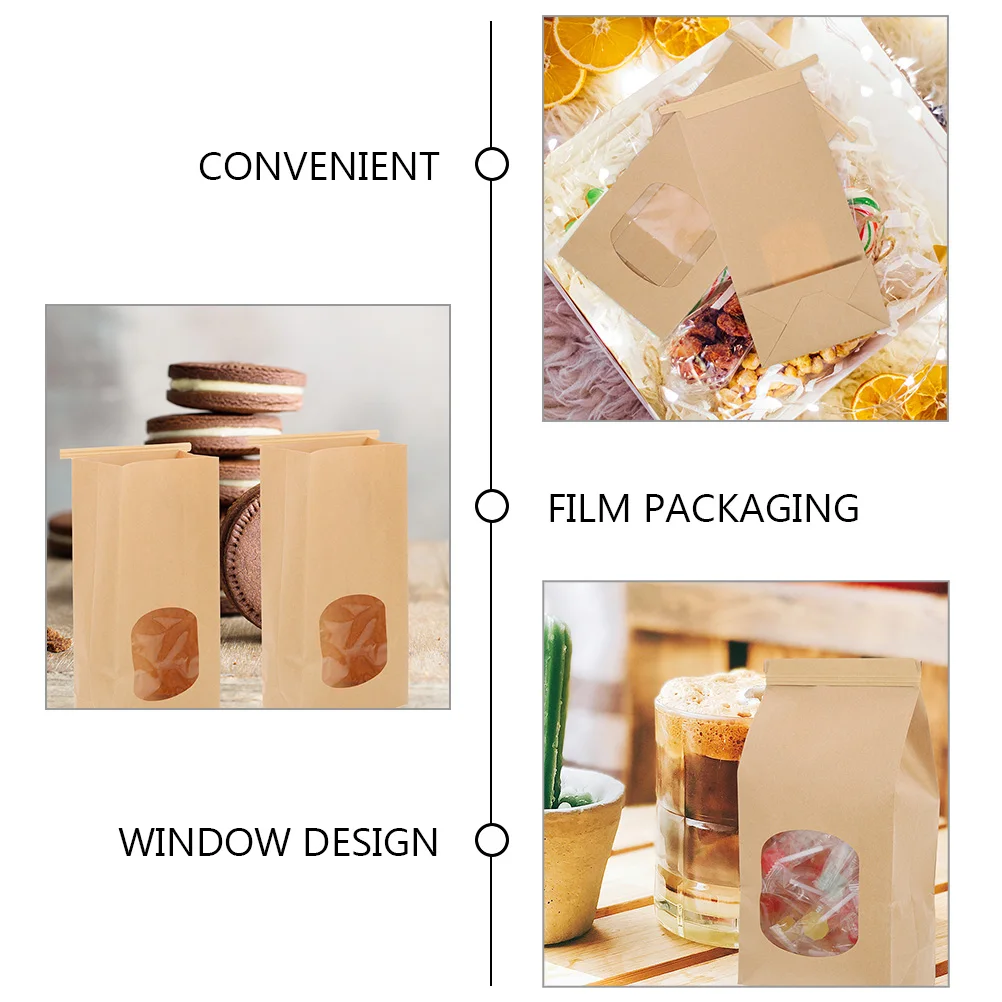50pcs Greaseproof Paper Bags with Clear Window for Bakery, Toast, Cookies, Pastries, Sandwiches, Bread Storage and Packaging - 图片 5