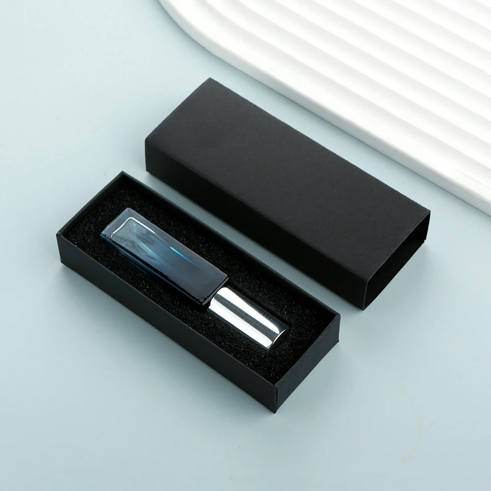 10PCS 10ml Blue Gradient Square Glass Spray Bottles with Box, Refillable Mini Atomizer for Travel, Cosmetic, Essential Oil, Liquid Storage Container, Portable Sample Bottles - 图片 10