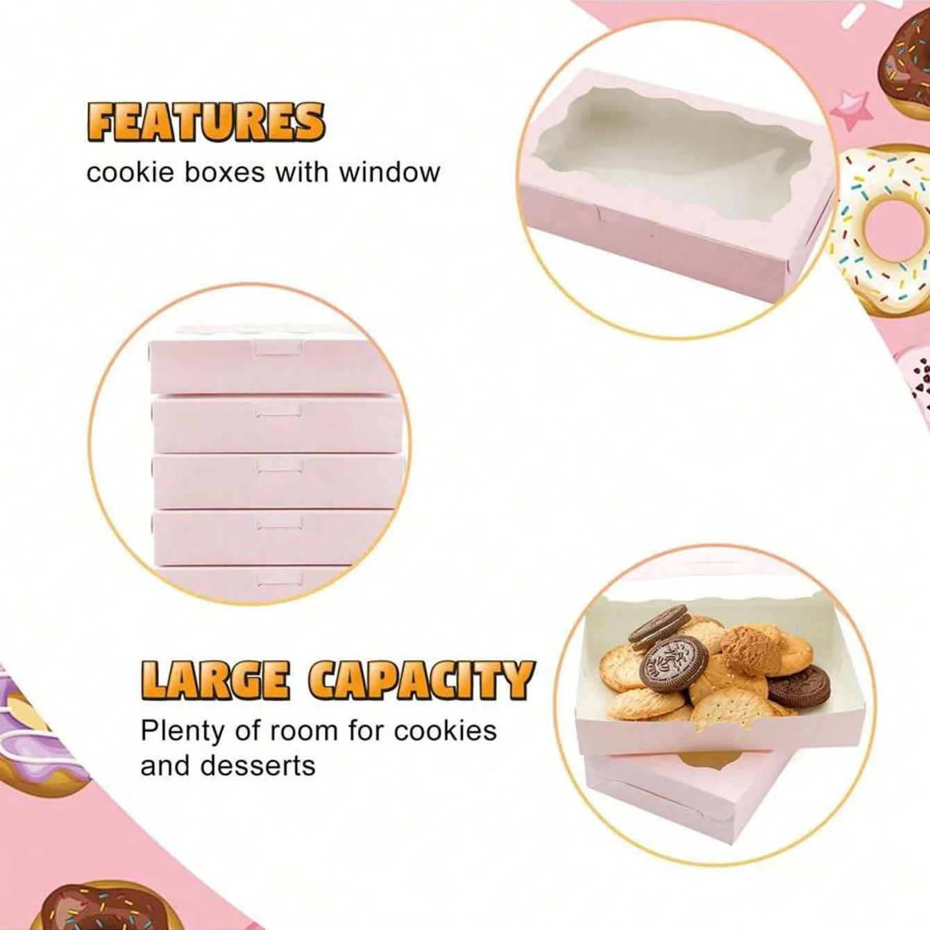 50PCS Kraft Paper Gift Boxes with Transparent Window – Rectangular Packaging for Cake, Candy, Chocolate, Jewelry, Wedding Favors, Bakery Display, Party Supplies, Twine & Tag Set 9