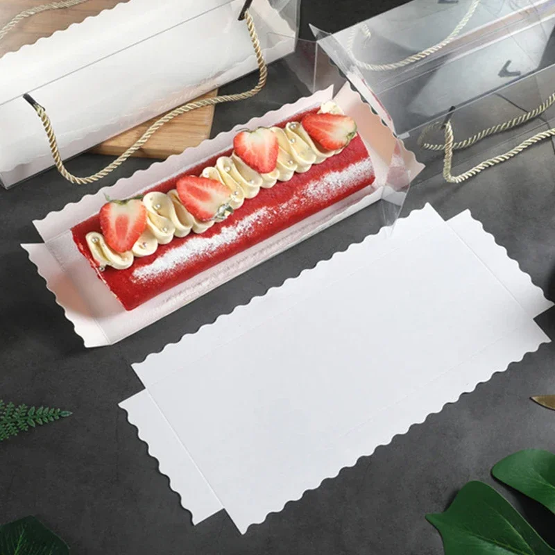 1PCS Clear PET Cake Box with Handle, Long Transparent Cupcake Roll Container Dessert Gift Packaging Holder, Food Grade Portable Bakery Box for Swiss Roll, Pastries, and Party Treats 18.2x6.3x6.3cm - 图片 5