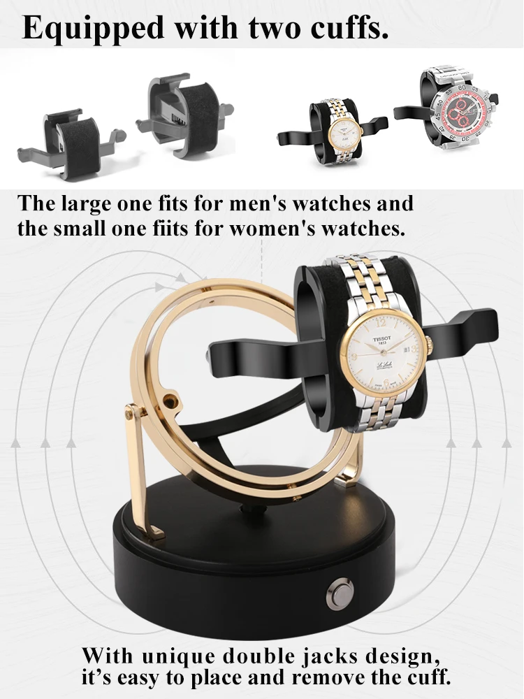 Luxury Automatic Watch Winder Box for Mechanical Watches, Metal Case Storage Display Organizer with Silent Motor, Adjustable Rotation Modes, LED Illumination, Secure & Elegant Watch Display for Home or Office 1