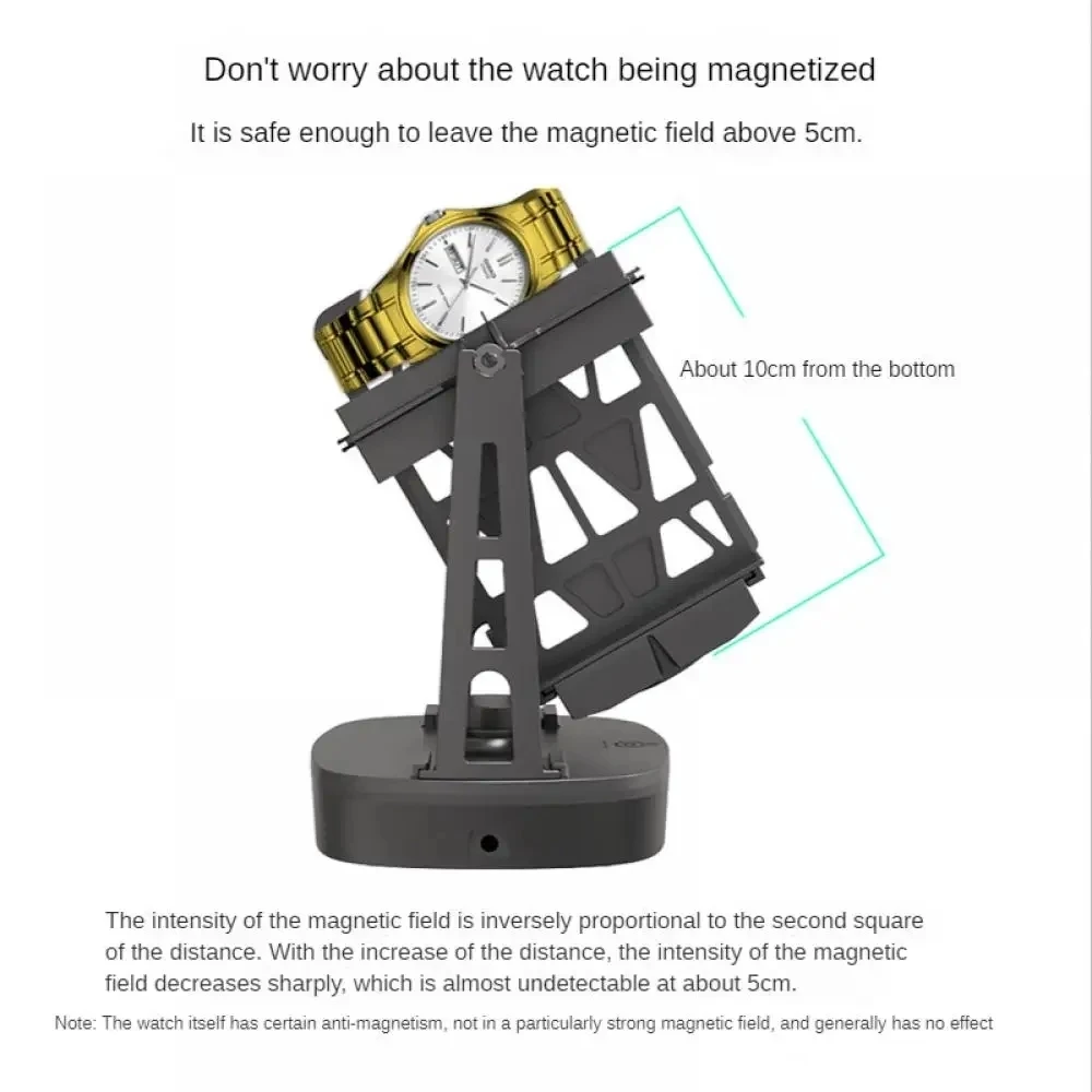 Automatic Watch Winder Self-Winding Device for Mechanical Watches, Dual Swing Modes with Silent Operation, USB and Plug-In Charging Options, Compact 18x12x8cm Watch Rotation Box 4