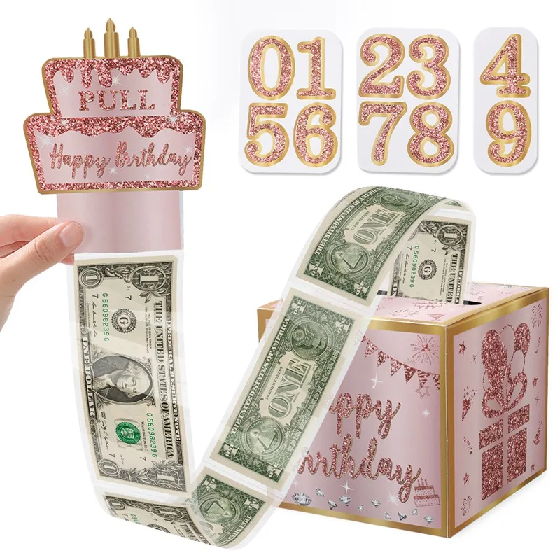 Birthday Money Gift Boxes with Pull-Out Happy Birthday Card, Fun Cash Surprise Packaging for Kids and Adults, Creative Party Favor Box for Birthday Celebrations, Durable and Reusable Paper Boxes 23