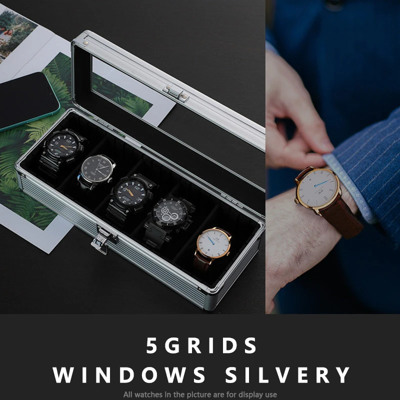Aluminum Watch Display Case with 1/3/5 Slots, Portable Suitcase Organizer for Men & Women, Multifunctional Clock Storage Box, Watch Stand Holder, Jewelry Storage and Travel Case with Secure Compartments - 图片 11