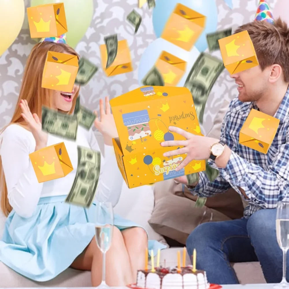 Folding Bounce Gifts Box Set, Creative Paper Jumping Boxes with Gift Bag, Valentine’s Day Birthday Party DIY Decoration Supplies, Surprise Paper Packaging Box Set with Reusable Gift Bag - 图片 2