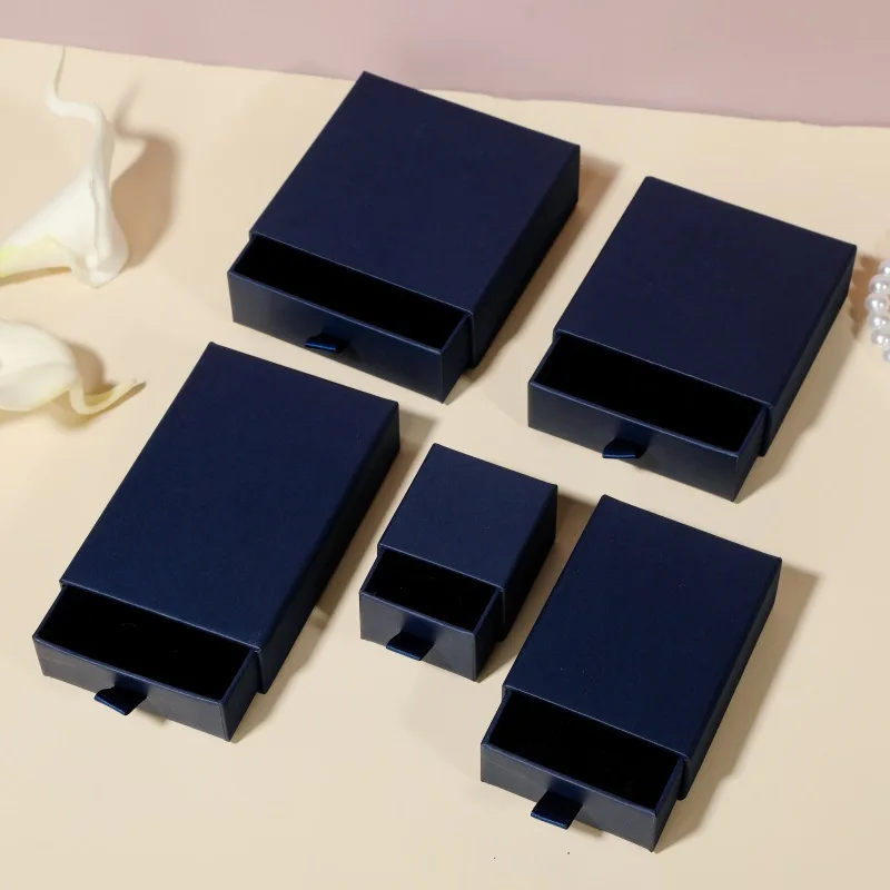 500pcs Custom Luxury Jewelry Packaging Boxes, Sliding Drawer Style Cardboard Gift Box with Logo for Earrings, Necklace, Bracelets, Paper Jewelry Case for Brand Presentation and Personalized Gift Packaging - 图片 10