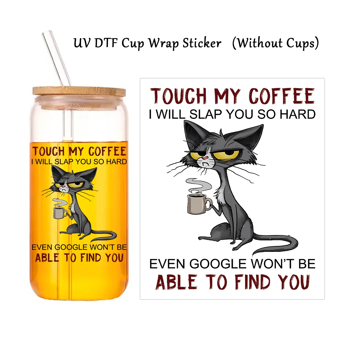 1PC Cat-Themed UV Transfer Sticker – DIY Waterproof Animal Pattern DTF Sticker for Glass Cups, Mug Decoration, Gift Wrapping, Personalized Drinkware, Creative Craft Supplies 3