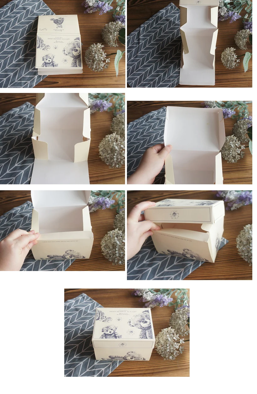 10 Pcs Blue Dog Bear Doll Paper Boxes 15.5×10×12cm for Wedding Birthday Valentine’s Day Chocolate Cookies Candy Macaron Packaging Food Safe Kraft Paper Gift Boxes 31