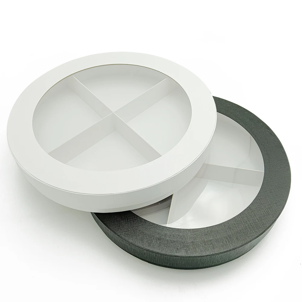 Round Dessert Gift Box with Divider – Empty Packaging Container for Charcuterie, Chocolate-Covered Strawberries, Pastries, and Sweet Treats, Perfect for Parties, Bakeries, and Holiday Gifting