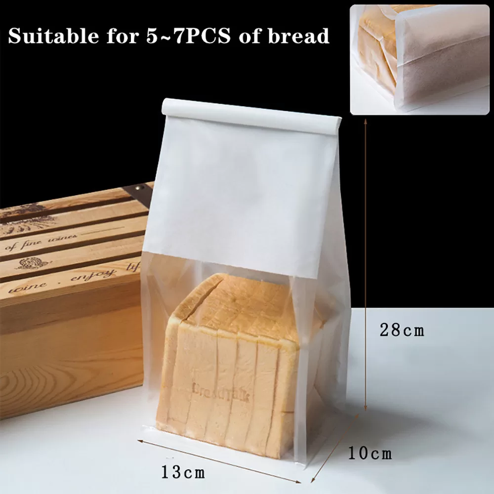 50PCS Bakery Takeaway Toast Bags with Clear Window, Kraft Paper Gusset Tin Tie Bread Hamburger Oil-Proof Packing Bags for Home Baking, Café, Party, and Gift Packaging 7