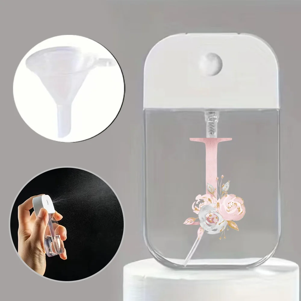 Portable Mini Spray Bottle with Funnel – Refillable Pink Flower and Letter Pattern Container for Perfume, Alcohol, Hand Sanitizer, Liquid Sub-Packaging, Travel-Friendly Cosmetic Sprayer - 图片 16
