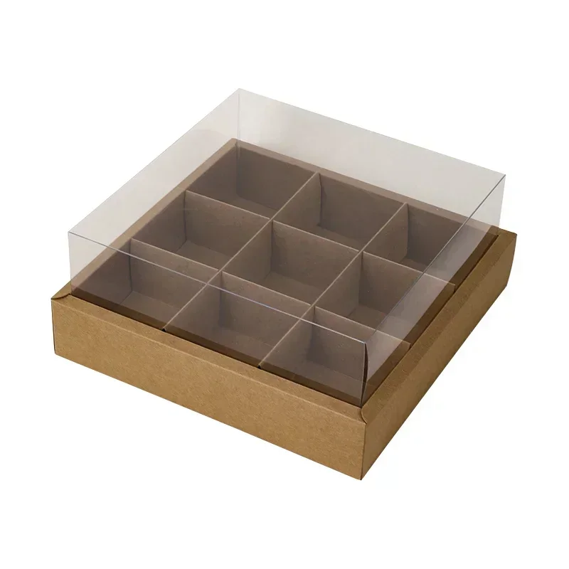 PET Transparent Dessert Grid Box with 6 or 9 Compartments, Kraft Paper Cake Baking Packaging, Cupcake Holder, Multi-Lattice Sweet Treat Container, Bakery Takeaway, Party and Wedding Dessert Organizer - 图片 6