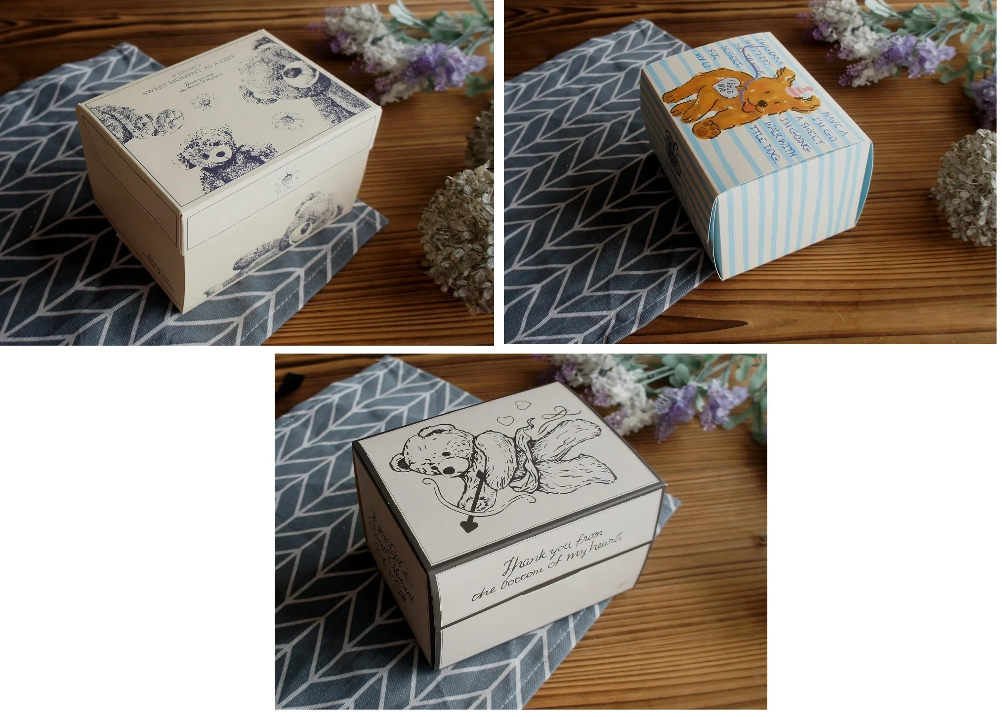 10 Pcs Blue Dog Bear Doll Paper Boxes 15.5×10×12cm for Wedding Birthday Valentine’s Day Chocolate Cookies Candy Macaron Packaging Food Safe Kraft Paper Gift Boxes - 图片 22