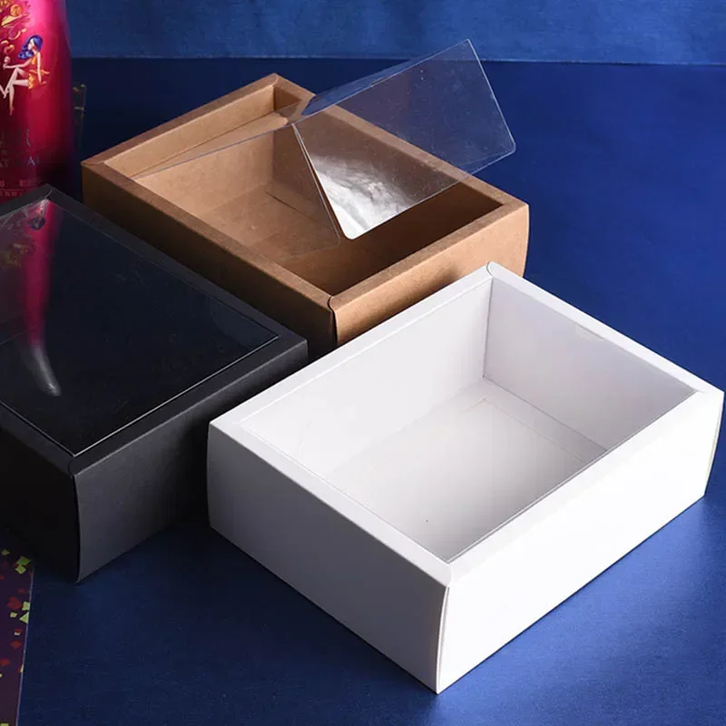 10Pcs Transparent Kraft Paper Gift Boxes with Clear Window, Multi-Size DIY Packaging for Handmade Soap, Jewelry, Candy Wrapping, Cookies, Cake, Bread, Party Decorations and Wedding Favor Display - 图片 6