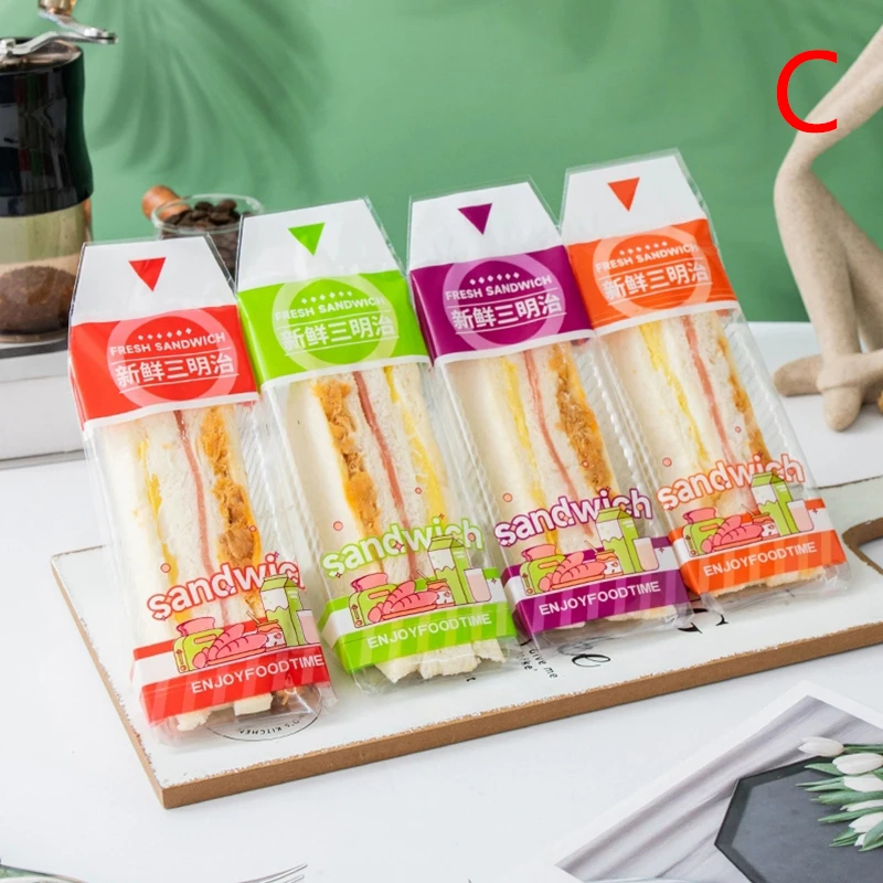 100 Pieces Transparent Anti-Fog Disposable Triangle Sandwich Bags 17.5x23.5cm for Sandwiches, Toast, Burgers, Cake & Bread Packaging, Easy Tear, Food-Safe, Lightweight & Practical for Home & Commercial Use - 图片 15