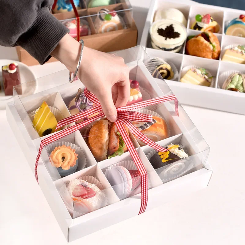 5pcs Transparent Cake Packaging Boxes with 7/9 Compartments for Mousse, Pastries, Cupcakes, Macarons, Perfect for Baby Shower, Birthday Party Favors, Baking Display, Gift Wrapping and Event Decorations - 图片 3