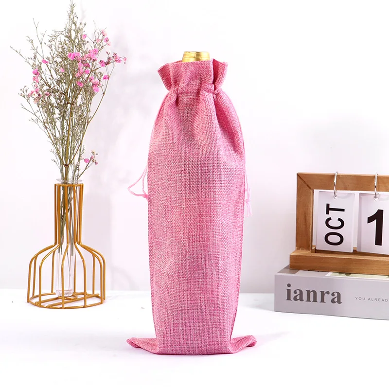 10PCS Burlap Wine Gift Bags Set – Rustic Red Wine Bottle Covers for Champagne or Liquor, Drawstring Pouches for Wedding, Holiday, Party, and Corporate Events, Eco-Friendly Reusable Packaging - 图片 15