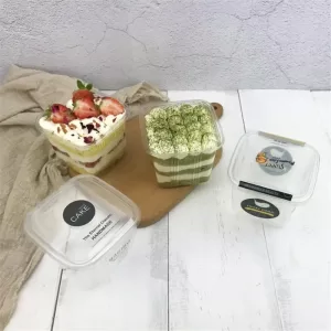 50 Sets Clear PET Cupcake Boxes 400ml / 300ml Disposable Dessert Containers Square Plastic Cake Mousse Packaging Box for Wedding Birthday Baby Shower Party Favors Supplies