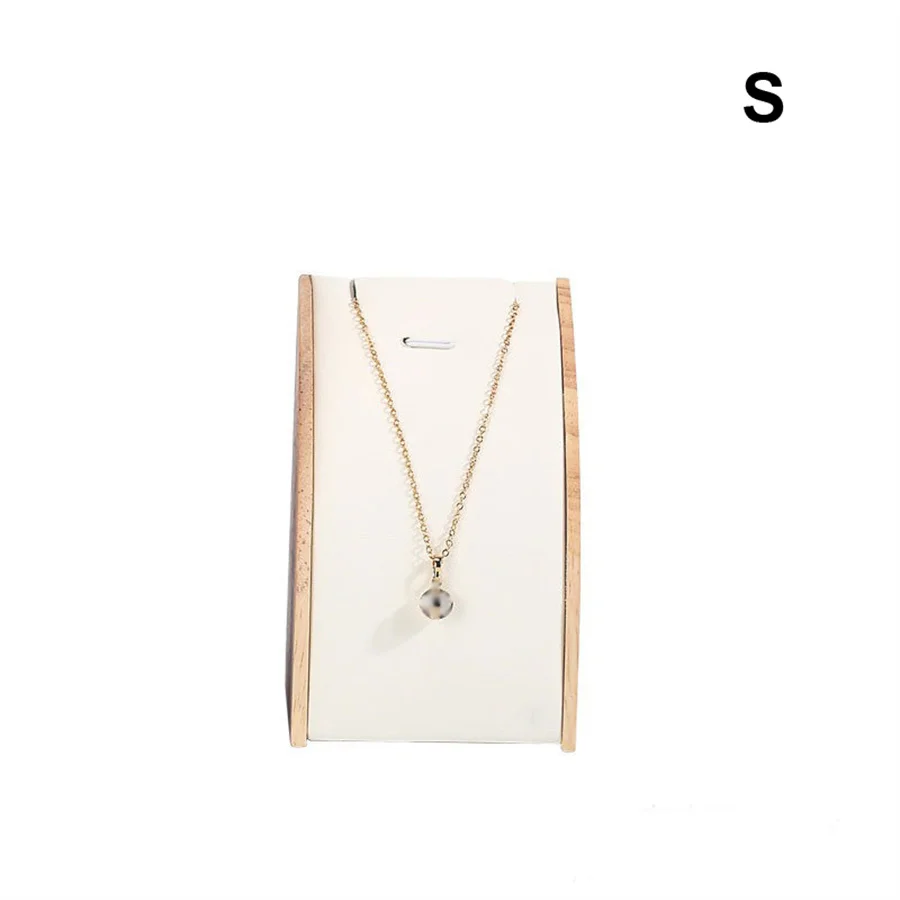 Luxury Wooden Necklace Display Stand for Jewelry – Curved Pendant Holder Organizer for Necklaces, Bracelets & Chains, Velvet/PU Surface Counter Showcase Props, Jewelry Storage Rack for Retail & Home Use