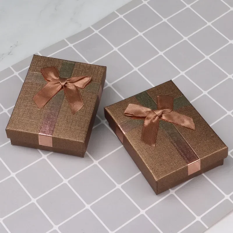 Velvet Metal Necklace Holder and Cardboard Jewelry Gift Box with Butterfly Bow – Sponge Lined Rectangle Packaging for Rings, Bracelets, Earrings and Necklaces – Elegant Jewelry Display and Storage