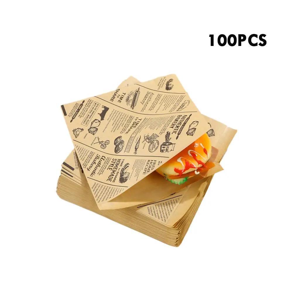 Food-Grade Greaseproof Parchment Paper Sheets for Burgers, Sandwiches, Fast Food Packaging, Bakery Liner Rolls, Brown Disposable Non-Stick Food Wrapping Paper – 100 Sheets Set - 图片 8
