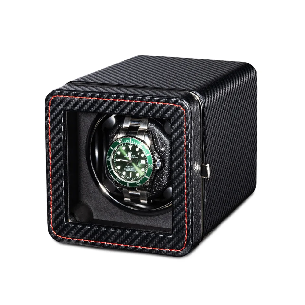 Travel Watch Winder | Luxury Automatic Watch Winder with LED Ambient Light, Silent Self-Rotating Display Box, PU Leather Exterior, 5 Gear Modes, USB-C Power Supply, Stop Function on Lid Opening, Single Slot for Men Women - 图片 10
