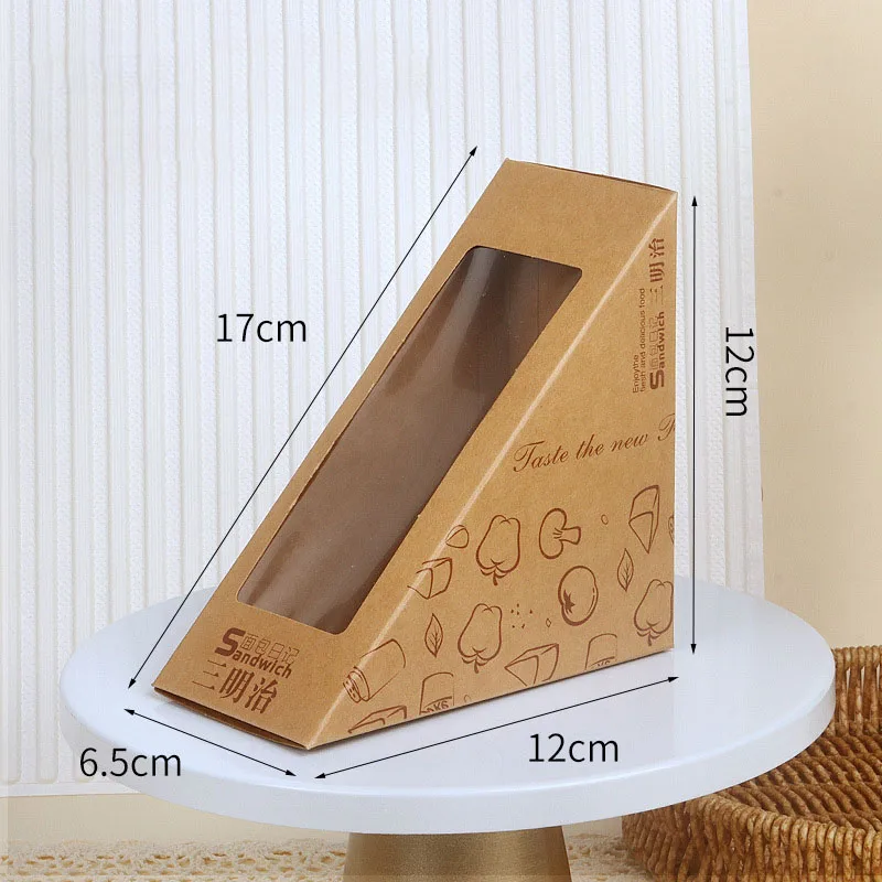 Kraft Paper Sandwich Boxes with Transparent Window, Disposable Charcuterie and Sushi Containers, Cake Slice Packaging for Bakery, Café Takeaway, Party Catering and Restaurant Food Service - 图片 8