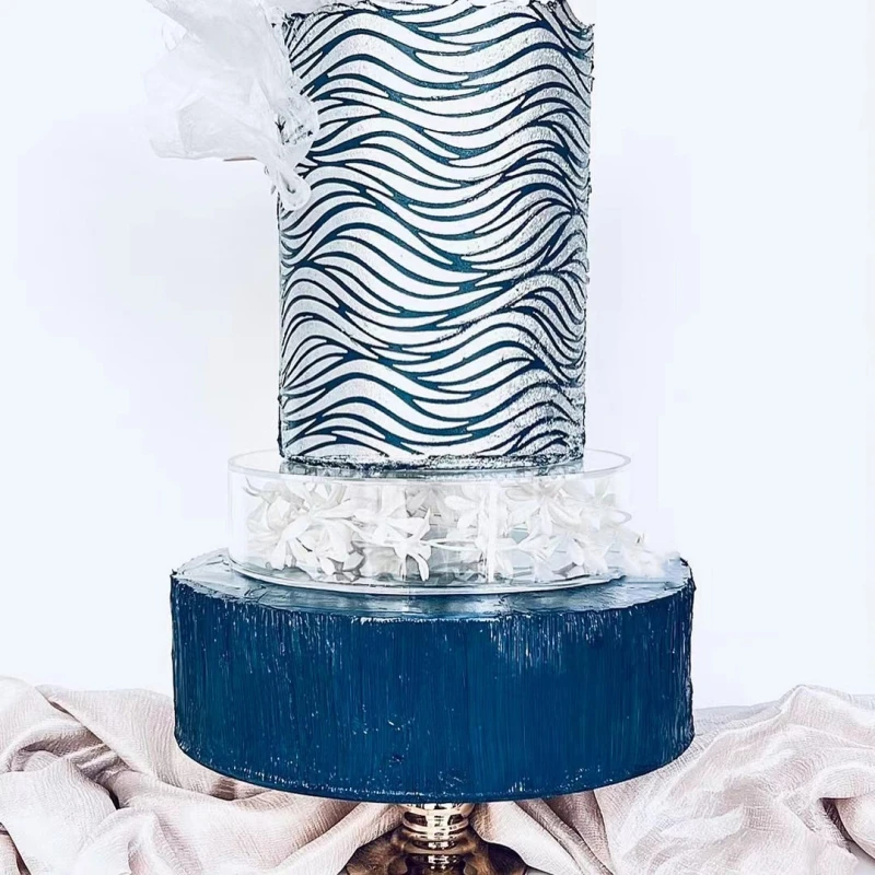 Acrylic Cake Display Board Round Cake Edge Smoother Tray, Clear DIY Refillable Cake Base Stand for Wedding, Birthday, Party, and Dessert Decoration Tools 16