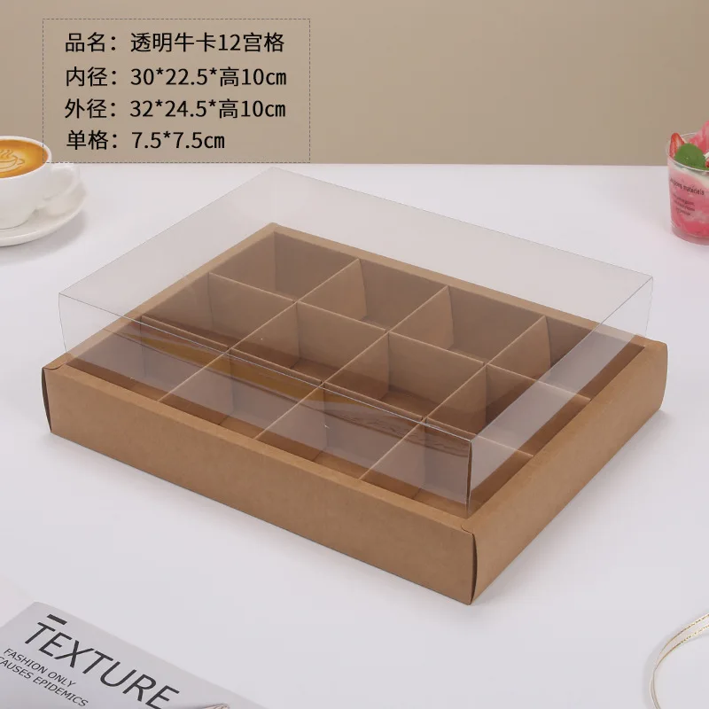 6/9/12 Grid Kraft Paper Cupcake Boxes with Clear Window, Muffin and Pastry Packaging Cartons for Chocolate Cookies Snacks, Party Birthday Wedding Gift Presentation Carrier 1
