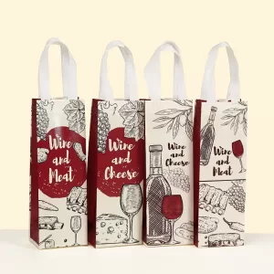 10PCS Wine Bottle Gift Bags Vintage-Style Non-Woven Packaging Bags for Bottles, Luxury Designer Sweets Party Favor Bags, Gourmet Wine Accessories, Elegant Reusable Tote Bags for Holidays and Events