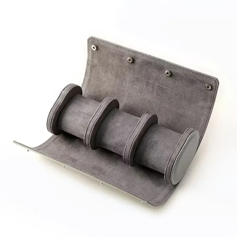 Travel Watch Organizer | Premium PU Leather Watch Roll Case for 2 or 3 Watches, Portable Travel Storage Organizer for Men, Vintage Style Watch Display Box with Soft Lining, Black Grey Blue Green Brown Compact Carry Bag 3