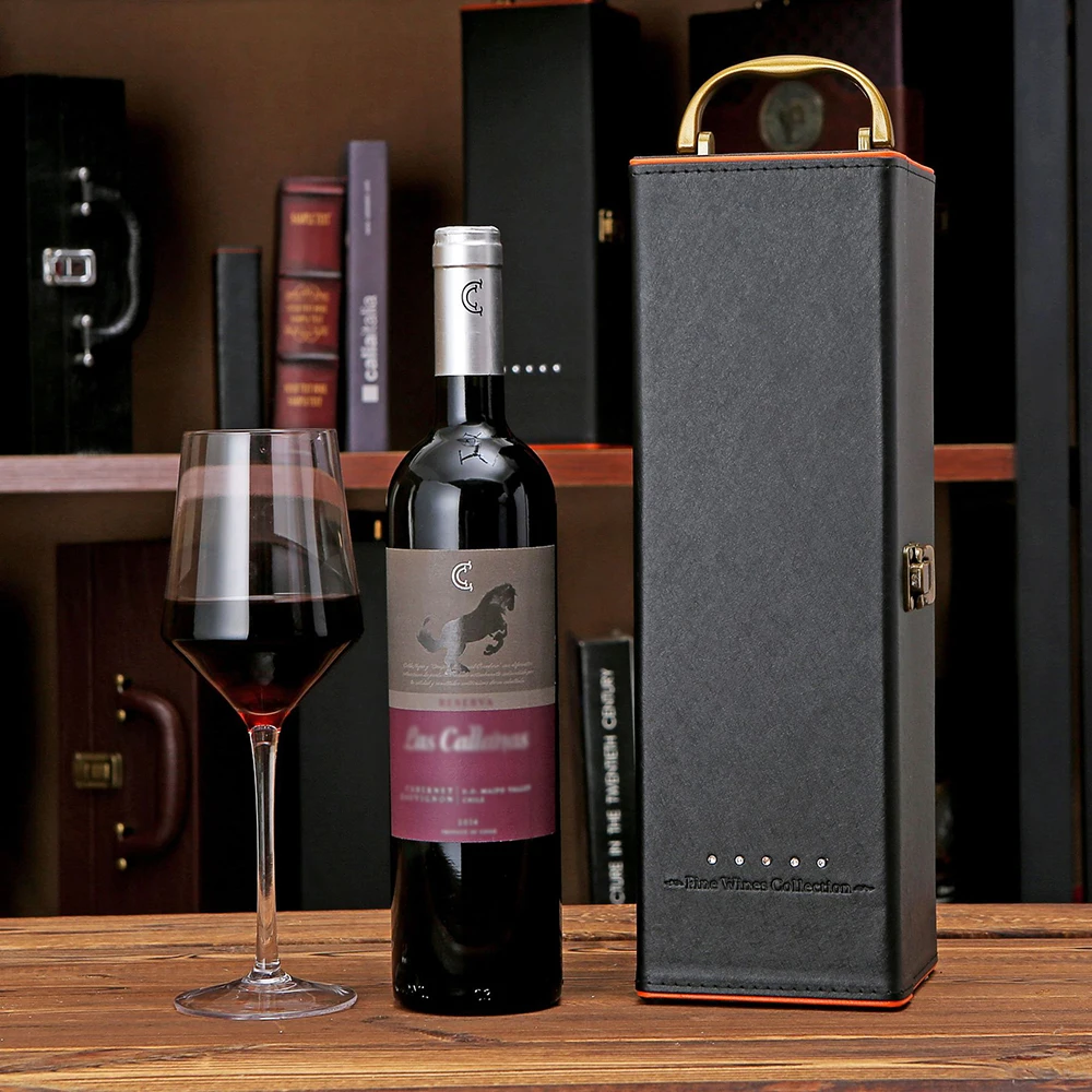 Single Wine Bottle Gift Box with Accessories Set – PU Leather Portable Carrying Case with Handle, Elegant Bottle Holder and Wine Tools for Home, Party, Gifting, and Collection Single Wine Bottle Gift Box with Accessories Set – PU Leather Portable Carrying Case with Handle, Elegant Bottle Holder and Wine Tools for Home, Party, Gifting, and Collection