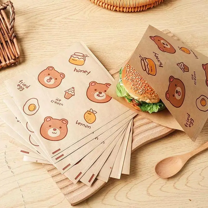 Food-Grade Greaseproof Parchment Paper Sheets for Burgers, Sandwiches, Fast Food Packaging, Bakery Liner Rolls, Brown Disposable Non-Stick Food Wrapping Paper – 100 Sheets Set 7