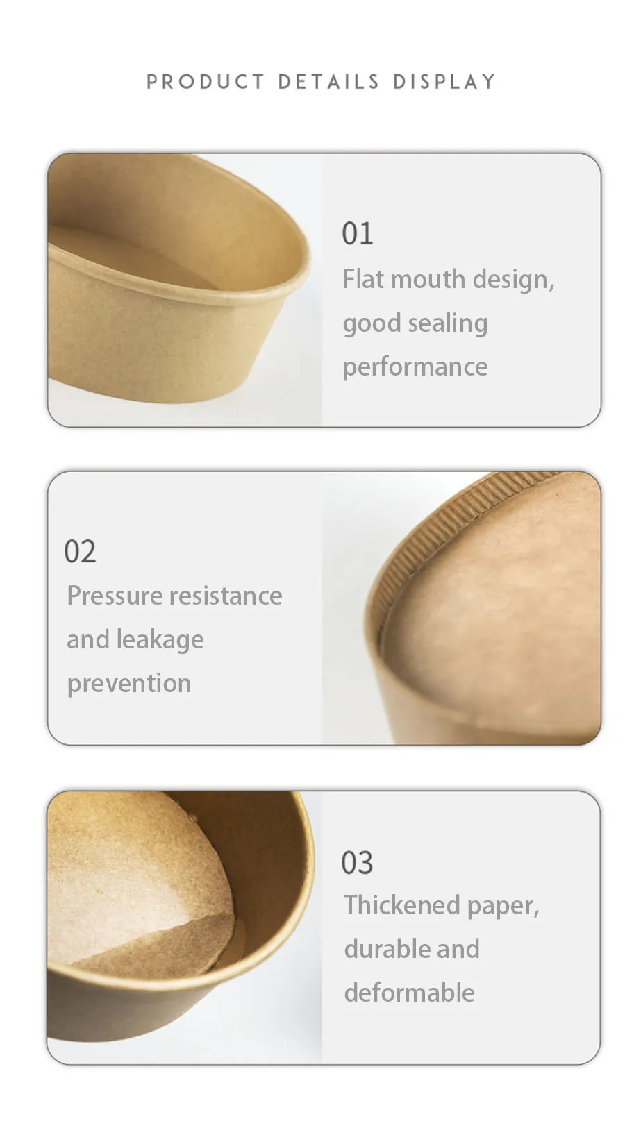 20Pcs Disposable Kraft Paper Bowls with Lids, Eco-Friendly Takeaway Salad Containers, Leak-Proof Lunch Box for Soup, Rice, Noodles, Snacks, Fruit, Desserts, Fast Food Packaging for Parties & Catering 5