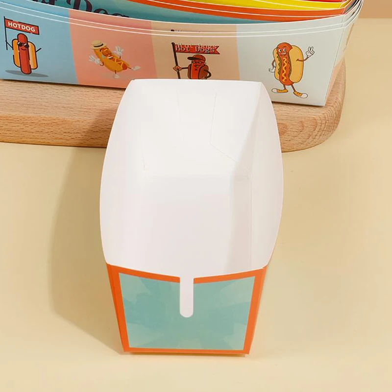 100PCS Disposable Hot Dog Boxes Paper Food Trays | Foldable Takeout Catering Containers for Sandwich, French Fries, Snacks | Eco-Friendly Party Serving Tableware for BBQ, Events, Festivals 5