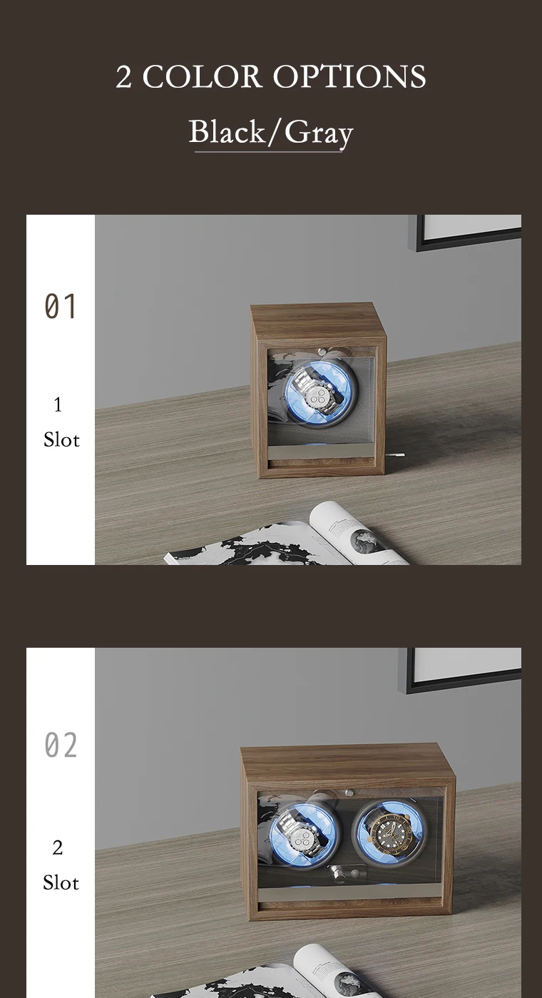 Luxury 4-Slot Automatic Watch Winder Box with High-Precision Japanese Motor, Premium Wooden Construction, Soft Memory Foam Cushions, LED Illumination, Lid Stop Function, Universal AC/USB Powered, Ideal Display Case for Mechanical Watches 11
