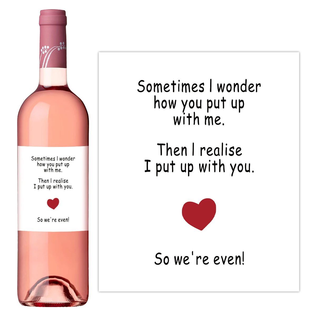 4-Pack Humorous Wine Bottle Stickers – “We Put Up With Each Other” Novelty Self-Adhesive Labels for Wedding, Anniversary, Birthday Gifts, Party Decor, and Romantic Humor 10