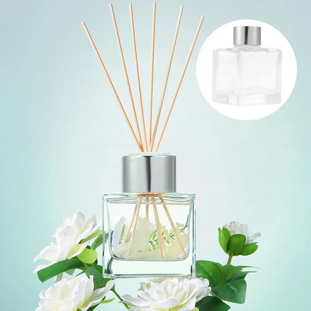 50ml Clear Square Glass Diffuser Bottle for Home & Car Fragrance, Empty Refillable Perfume Dispenser Container for Essential Oils, DIY Reed Diffuser Replacement, Durable Decorative Travel Bottle 7