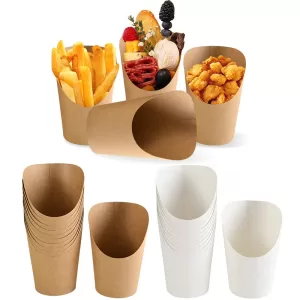 10/20pcs Kraft Paper French Fries Cups, Disposable Candy, Snack, Dessert Holders, Party Containers for Wedding, Birthday, Baby Shower, Event Decorations, Fast Food, Catering Supplies, Eco-Friendly Paper Cups