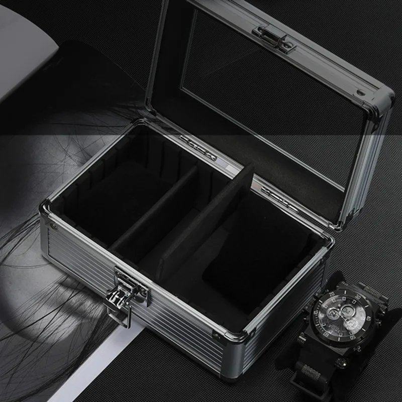 Aluminum Watch Display Case with 1/3/5 Slots, Portable Suitcase Organizer for Men & Women, Multifunctional Clock Storage Box, Watch Stand Holder, Jewelry Storage and Travel Case with Secure Compartments 3