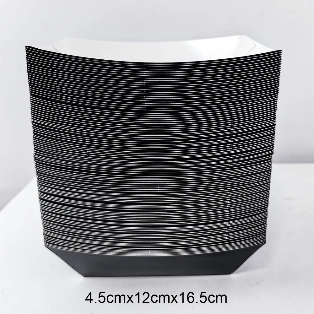 6/12/24PCS Disposable Paper Food Trays – Solid Color Snack Boats for Popcorn, Fries, Nachos, Burgers – Black/White/Blue/Yellow Party Serving Containers for Birthday, Baby Shower, Picnic, Carnival - 图片 22