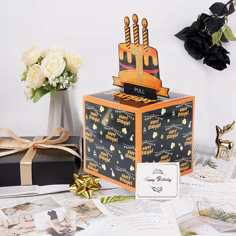 Birthday Money Gift Boxes with Pull-Out Happy Birthday Card, Fun Cash Surprise Packaging for Kids and Adults, Creative Party Favor Box for Birthday Celebrations, Durable and Reusable Paper Boxes 28