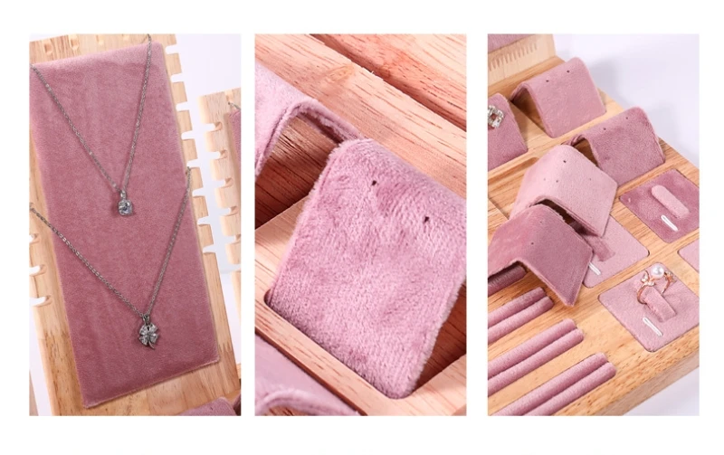 Jewelry Display Tray Set with Multiple Compartments for Necklace, Bracelet, Earrings & Ring – Velvet or PU Leather Organizer Stand, Elegant Jewelry Storage Props for Shop Counter or Home Showcase