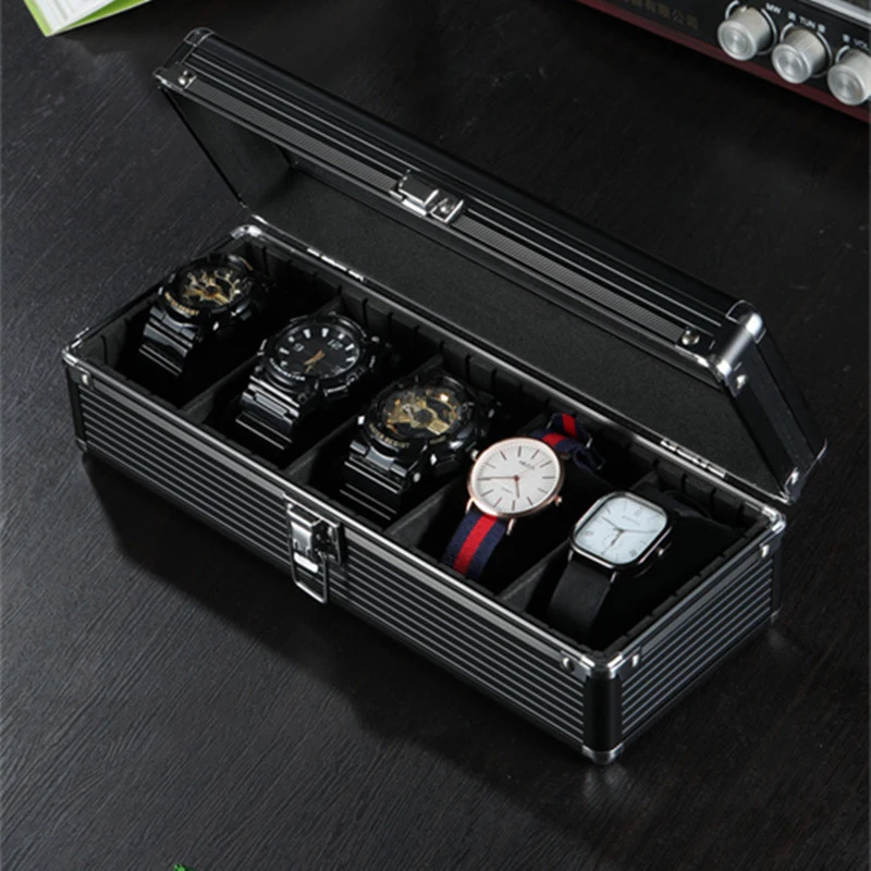 Aluminum Watch Display Case with 1/3/5 Slots, Portable Suitcase Organizer for Men & Women, Multifunctional Clock Storage Box, Watch Stand Holder, Jewelry Storage and Travel Case with Secure Compartments