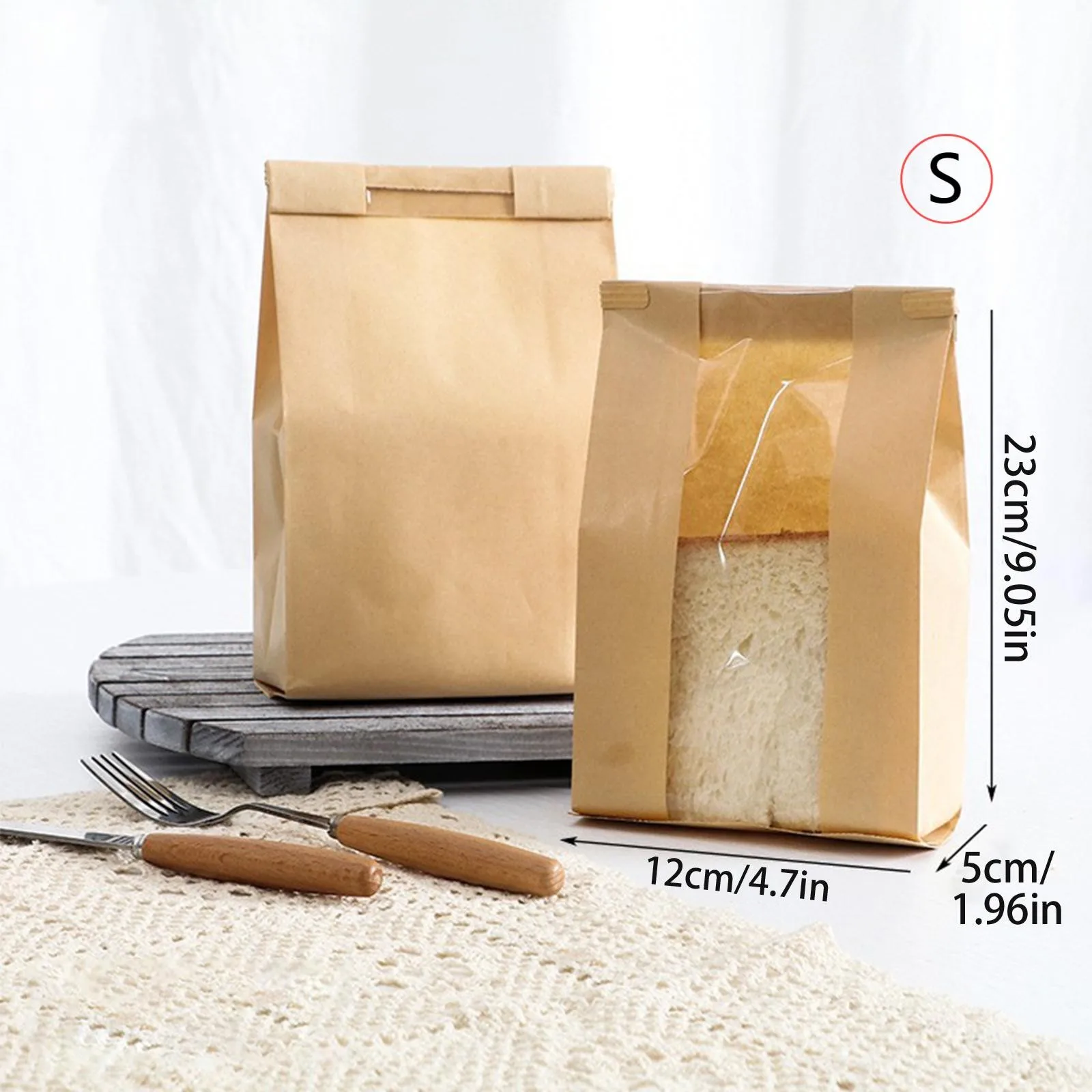 50 Pieces Large Kraft Paper Bread Bags with Transparent Window for Baked Goods, Portable and Foldable Food Storage Bags, Ideal for Homemade Bread, Bagels, Croissants, Snacks, Party, Picnic, S/M/L - 图片 4