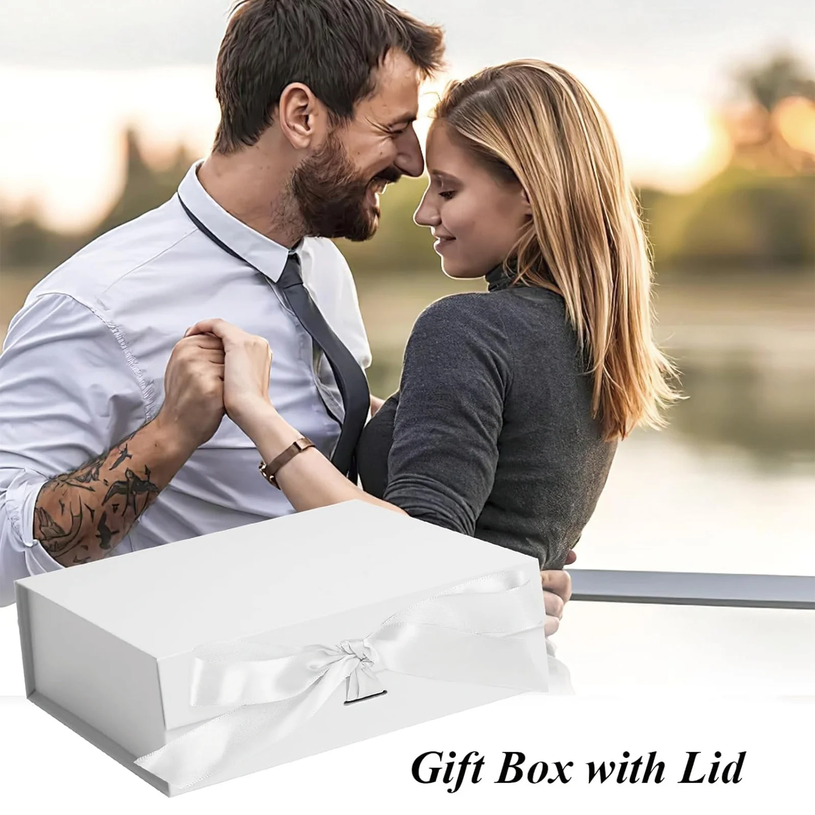 10-1Pcs Magnetic Closure Gift Packaging Box with Ribbon | Collapsible Box with Lid for Wedding Gift Wrap, Bridesmaid Proposal, Birthday, Party Favor | Reusable Magnetic Foldable Box 3